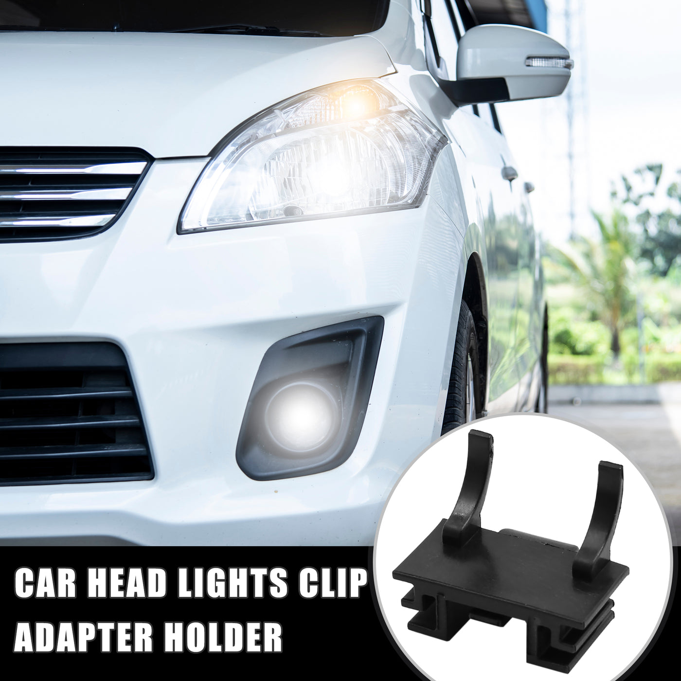 uxcell Uxcell Vehicle Car LED Bulbs Head Lights Clip Adapter Base Holder Headlight Socket Black Plastic for Fiat 500