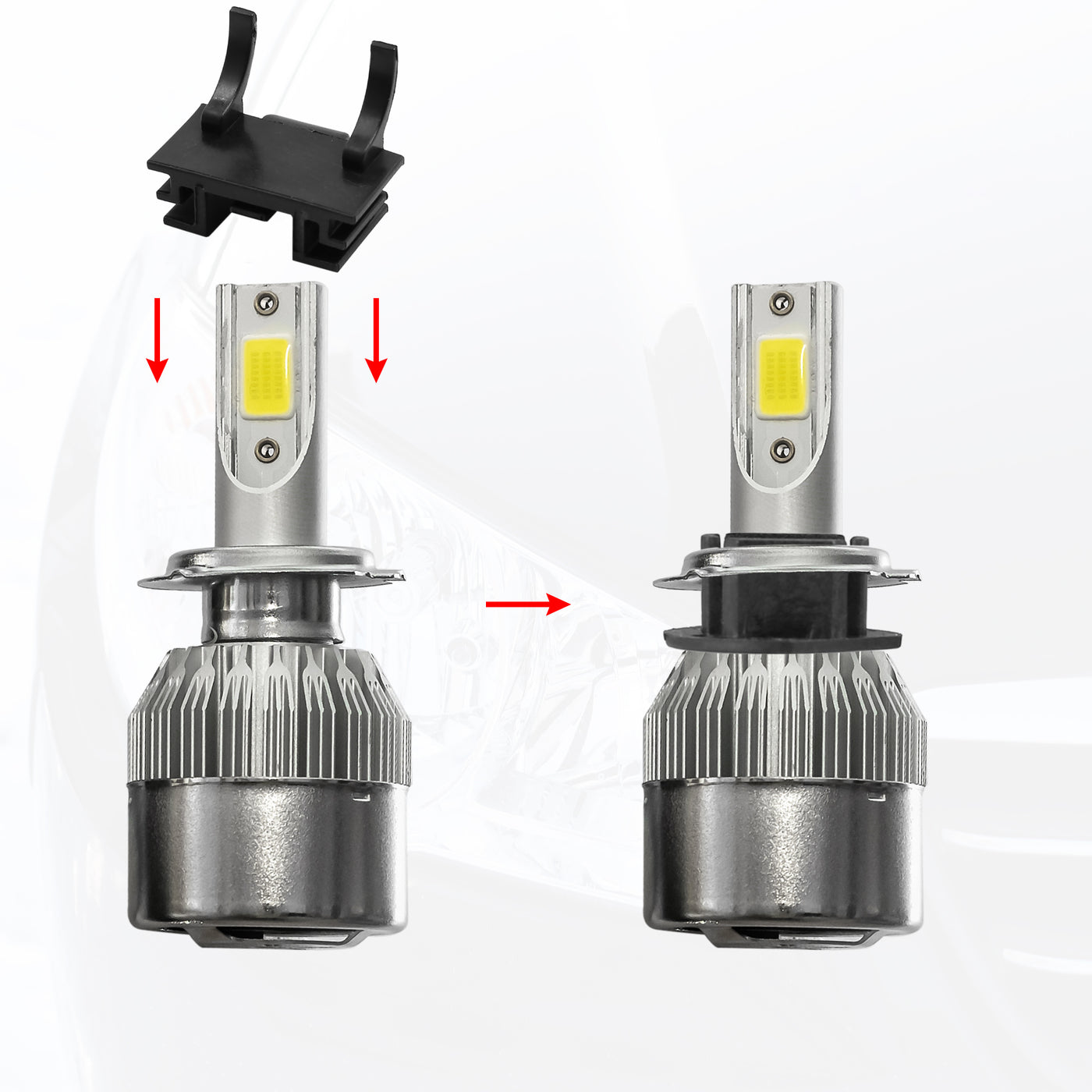 uxcell Uxcell Vehicle Car LED Bulbs Head Lights Clip Adapter Base Holder Headlight Socket Black Plastic for Fiat 500