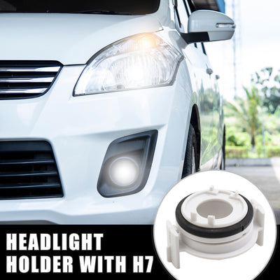 Harfington Uxcell H7 LED Bulbs Car Head Lights Clip Adapter Base Holder Socket Plastic White for BMW E46 for BMW 3 Series