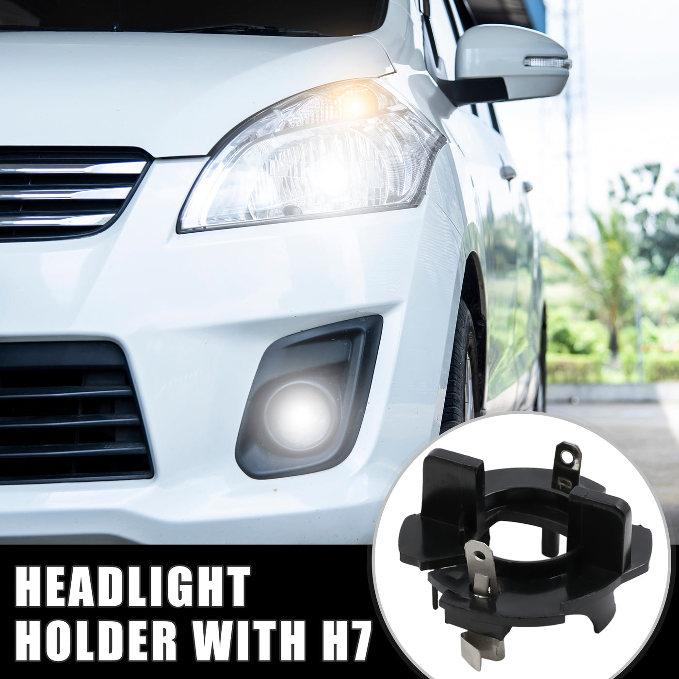 uxcell Uxcell H7 Headlight Xenon Bulbs Car Head Lights Clip Base Adapter Holder Black Plastic for VW Caddy for Volkswagen Golf 5
