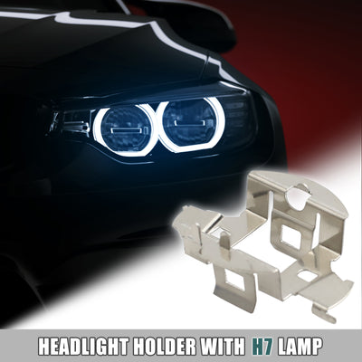 Harfington Uxcell H7 Car LED Headlight Bulbs Retainer Head Lights Clip Adapter Base Holder Socket Silver Tone Metal for VW Sagitar