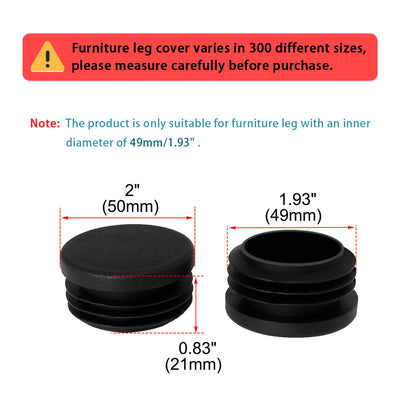 Harfington Uxcell 50mm 2" OD Plastic Tube Inserts Pipe End Cover 10pcs, 1.81"-1.89" Inner Dia, for Furniture Stools Steel Legs Bung