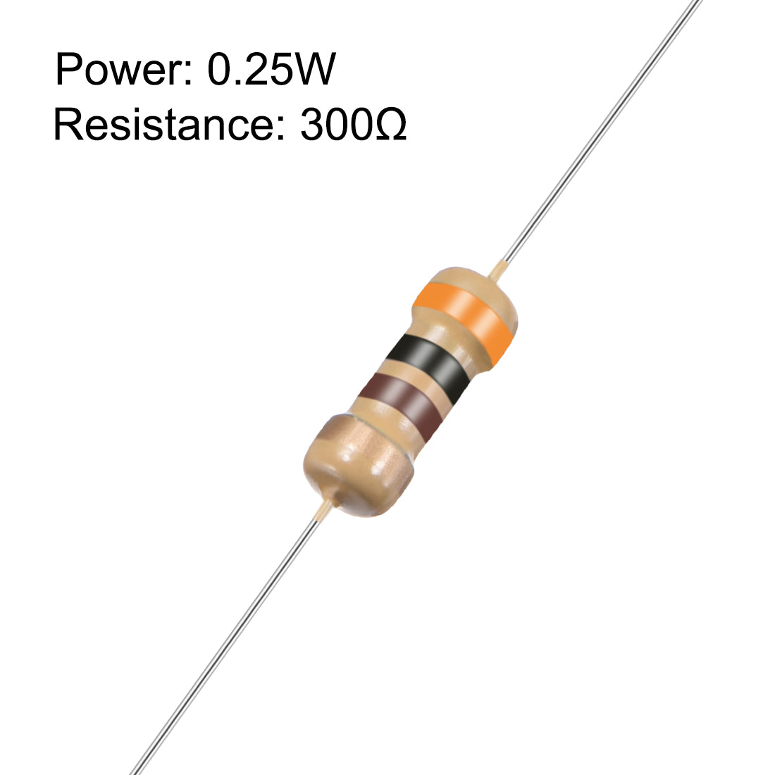 uxcell Uxcell 1/4 Watt 300 Ohm Carbon Film Resistors 5% Tolerances 0.25W 100pcs 4 Color Band
