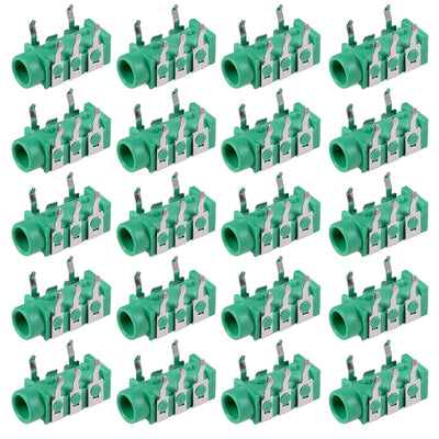 Harfington Uxcell 20Pcs PCB Mount 3.5mm 5 Pin Socket Headphone Stereo Jack Connector for Audio Video Green PJ-313B