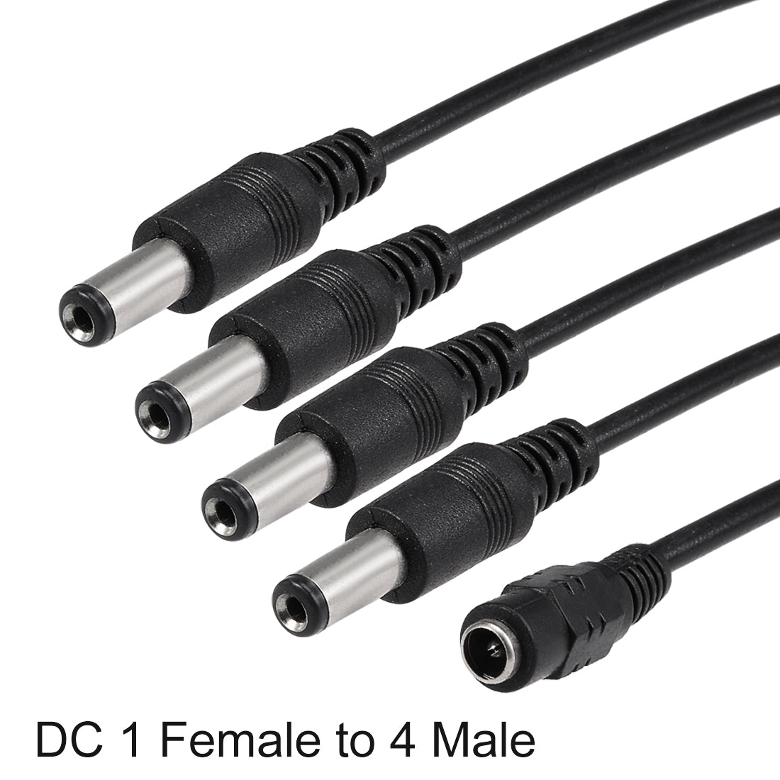 uxcell Uxcell DC Power Splitter Cable 1 Female to 4 Male Connectors 37cm for CCTV Security Camera 2.1mmx5.5mm Black