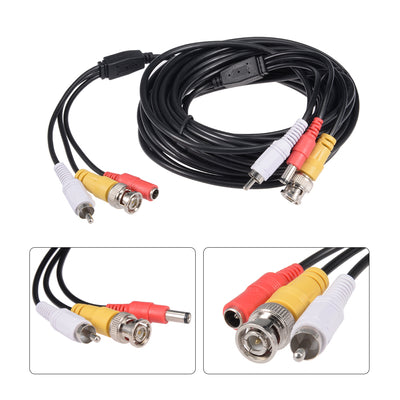 Harfington Uxcell 10M Black BNC RCA DC Video Power Extension Wire Cable with Two Connectors for Security Camera CCTV DVR Surveillance System Play