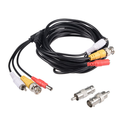 Harfington Uxcell 10M Black BNC RCA DC Video Power Extension Wire Cable with Two Connectors for Security Camera CCTV DVR Surveillance System Play