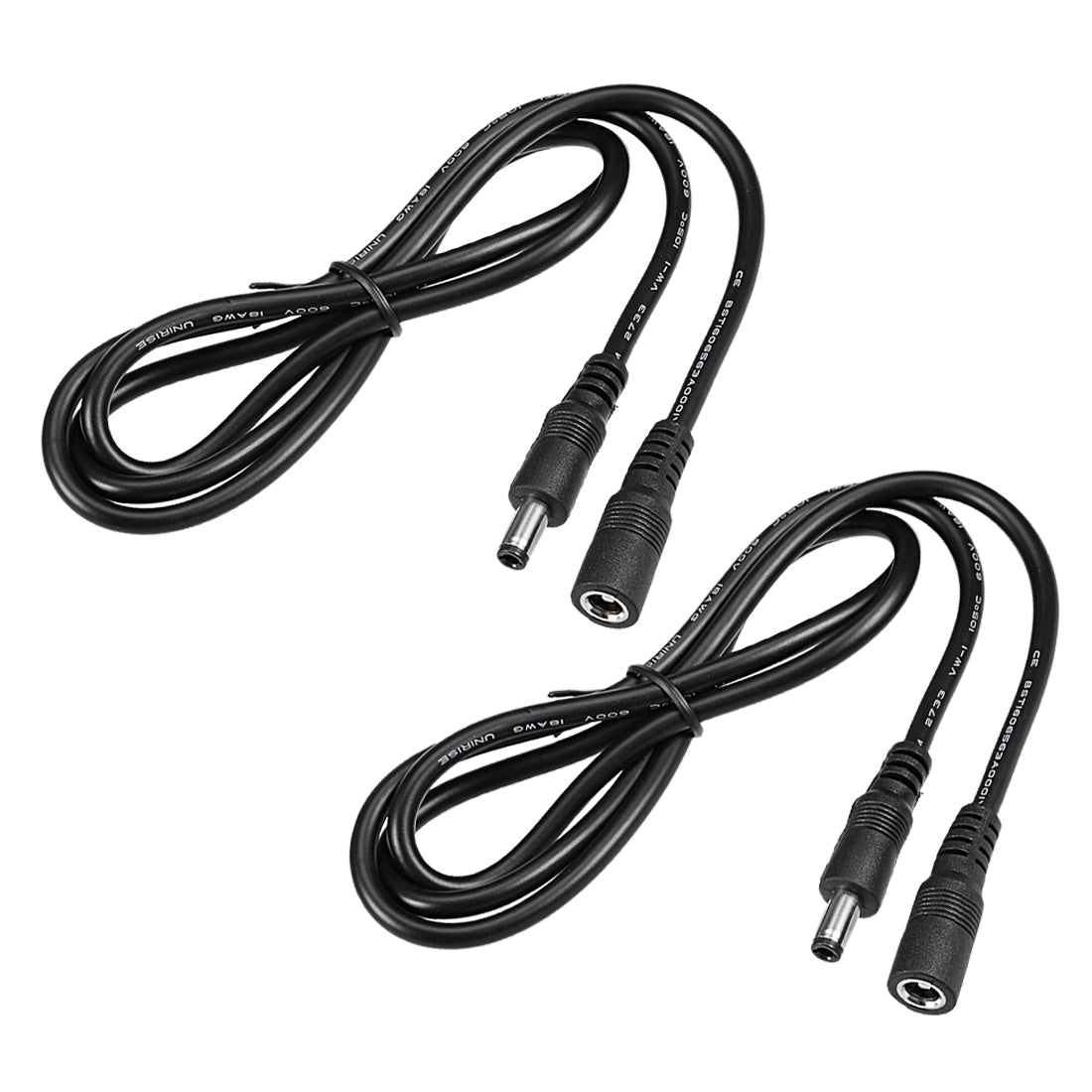 uxcell Uxcell 2Pcs 1M 12V Plastic 5.5x2.1mm Male to Female DC Power Extension Cable Connector 18AWG for CCTV Security Camera