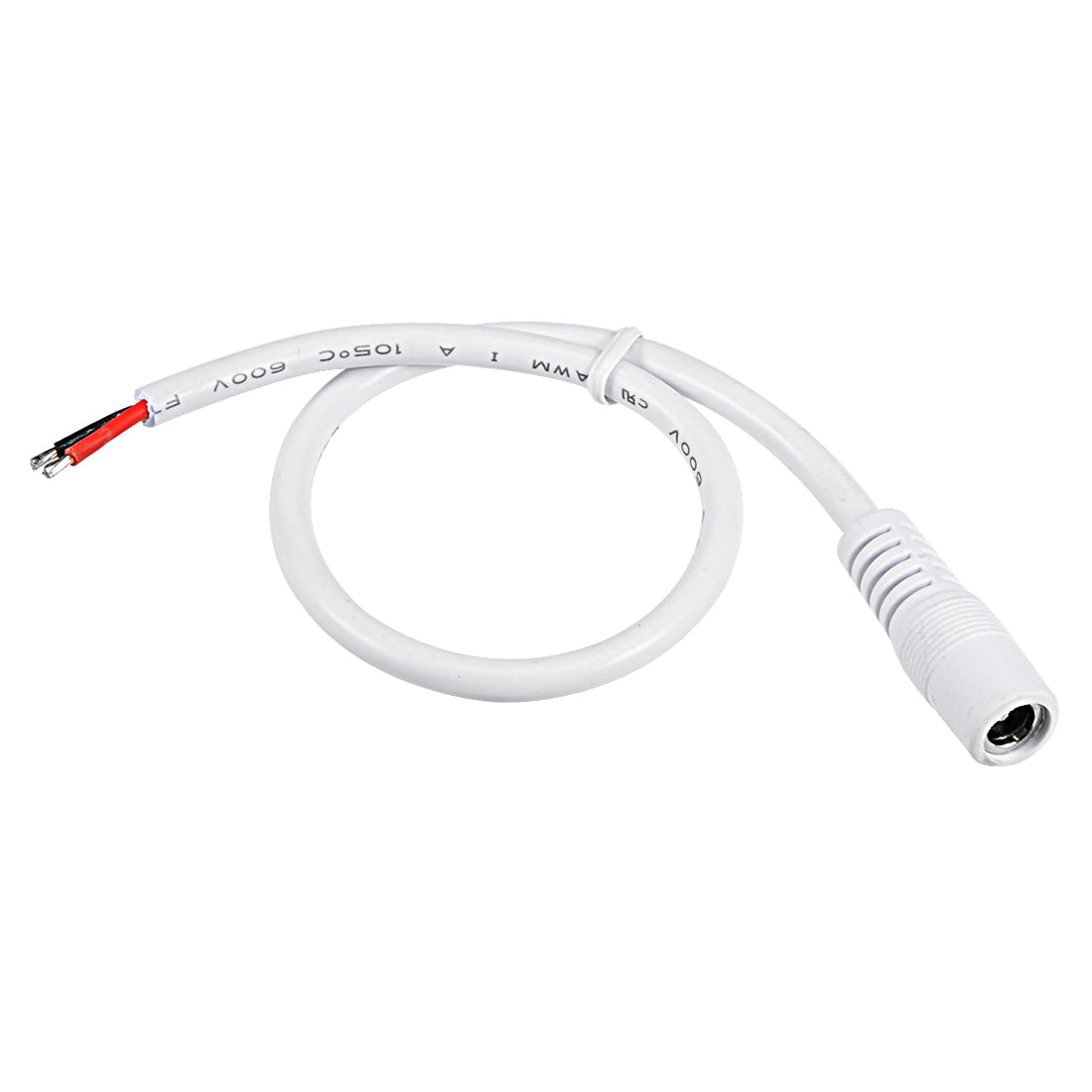uxcell Uxcell 30cm Plastic Female DC Power Pigtail Cable Connector 18AWG 10A for CCTV Security Camera 2.1 x 5.5mm White
