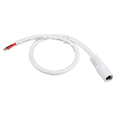 Harfington Uxcell 30cm Plastic Female DC Power Pigtail Cable Connector 18AWG 10A for CCTV Security Camera 2.1 x 5.5mm White