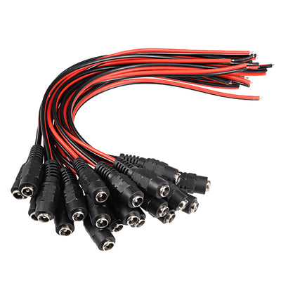 Harfington Uxcell 20pcs 25cm Female DC Power Pigtail Cable Connector 12V 2A for CCTV Security Camera 2.1x5.5mm