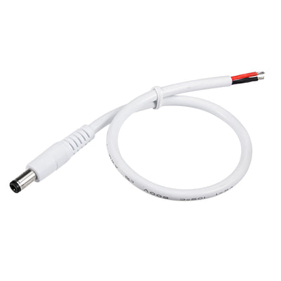Harfington Uxcell 30cm White Male DC Power Pigtail Cable Connector 18AWG 10A for CCTV Security Camera 2.1 x 5.5mm