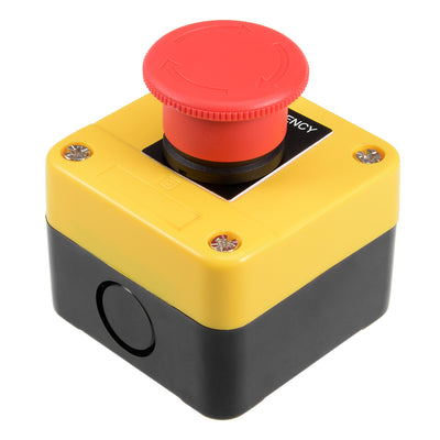 Harfington Uxcell Emergency Stop Plastic Box Cover Push Button Switch Self Locking 660V 10A