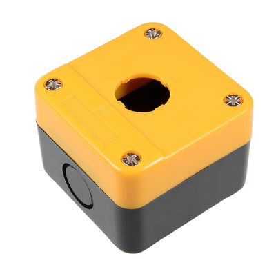 Harfington Uxcell Push Button Switch Control Station Box 22mm 1 Button Hole Waterproof Yellow and Black