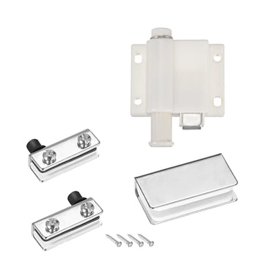 Harfington Uxcell 5-6mm Glass Door Single Head Magnetic Catch Latch ABS White with Clamp 2 Set