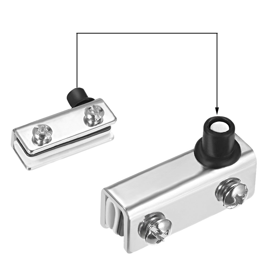 uxcell Uxcell 5-6mm Glass Door Double Head Magnetic Catch Latch ABS White with Clamp Set