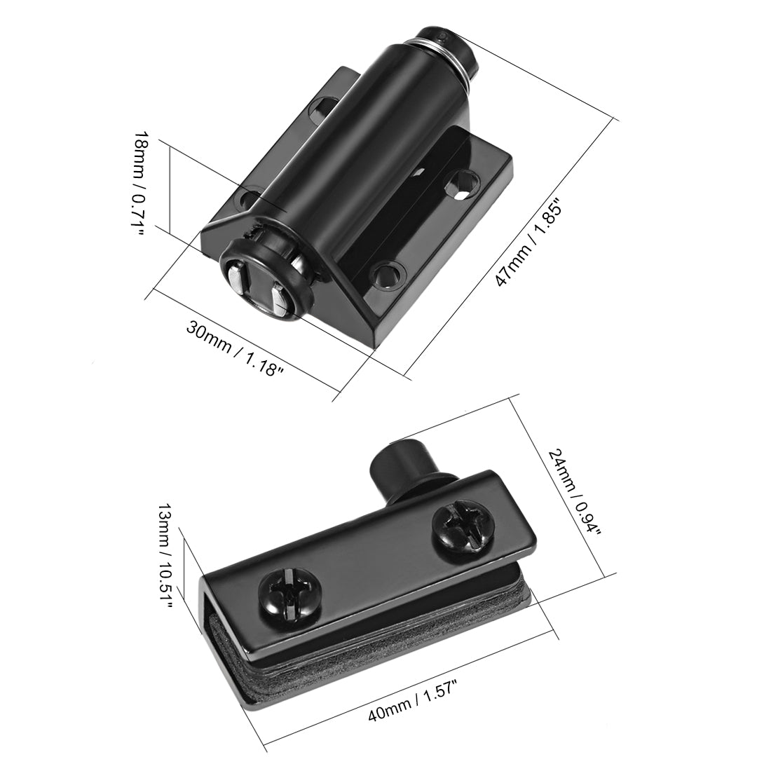 uxcell Uxcell 5-6mm Glass Door Magnetic Catch Latch Closures ABS Black with Clamp Set