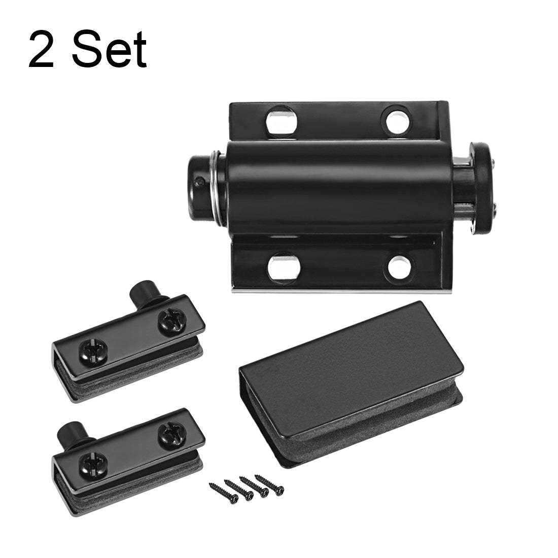 uxcell Uxcell 5-6mm Glass Door Magnetic Catch Latch Closures ABS Black with Clamp 2 Set