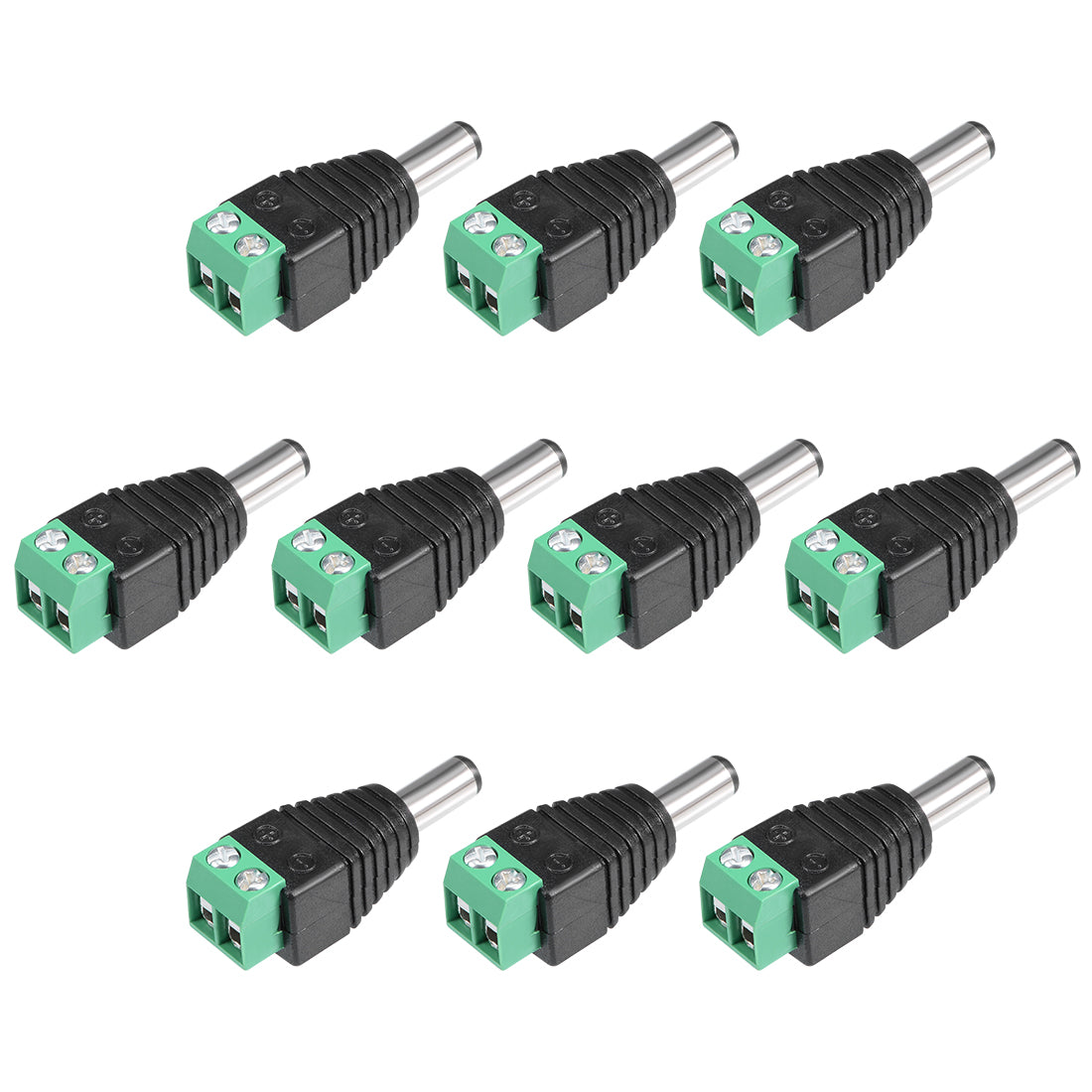 uxcell Uxcell DC Male Connector 5.5x2.1mm Power Jack Adapter 10Pcs for Led Strip CCTV Security Camera Cable Wire Ends