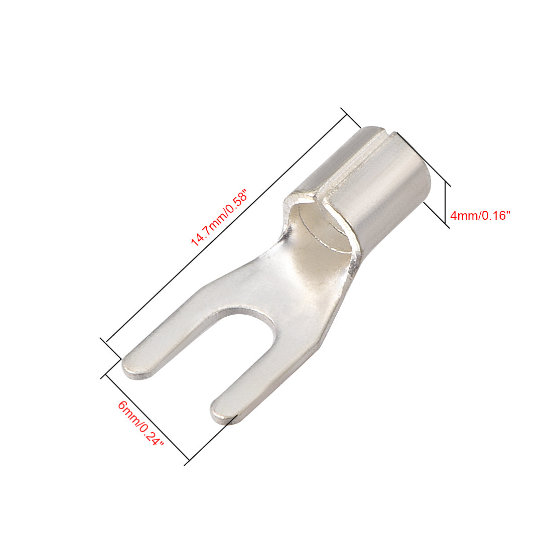 uxcell Uxcell 50Pcs UT2.5-3 Non-Insulated U-Type Brass Crimp Terminals 2-2.5mm2 Wire Connector Silver Tone