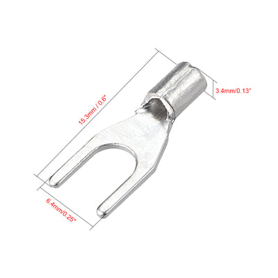 Harfington Uxcell 200Pcs SNB1.25-4S Non-Insulated U-Type Copper Crimp Terminals AWG22-16 Wire Connector Silver Tone
