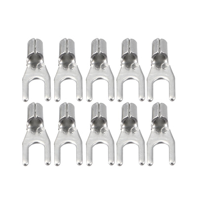 Harfington Uxcell 10Pcs SNB1.25-3.2 Non-Insulated U-Type Brass Crimp Terminals AWG22-16 Wire Connector Silver Tone