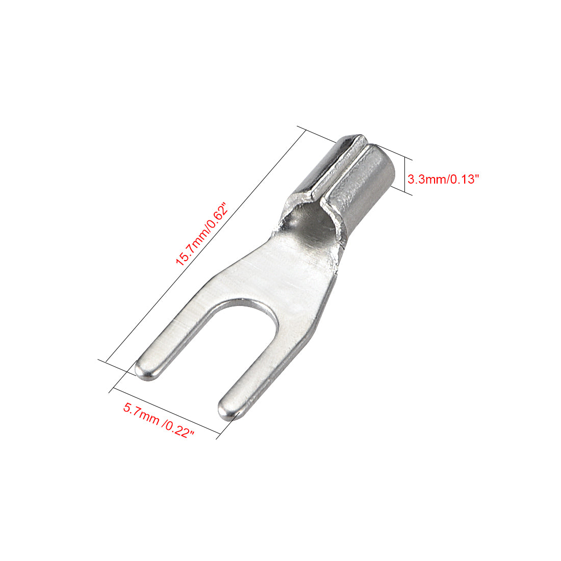 uxcell Uxcell 150Pcs SNB1.25-3.2 Non-Insulated U-Type Copper Crimp Terminals AWG22-16 Wire Connector Silver Tone