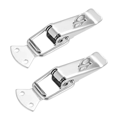Harfington Uxcell 201 Stainless Steel Spring Loaded Toggle Case Box Chest Trunk Latch Catches Hasps Clamp 2 pcs, 127mm Overall Length