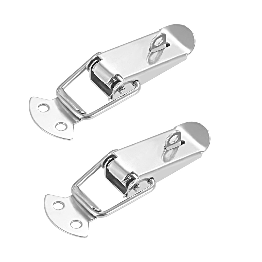 uxcell Uxcell 2 Pcs 201 Stainless Steel Spring Loaded Toggle Case Box Chest Trunk Latch Catches Hasps Clamps,  90mm Length