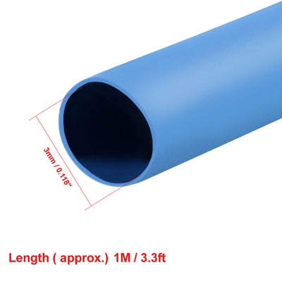 Harfington Uxcell Heat Shrink Tube 2:1 Electrical Insulation Tube Wire Cable Tubing Sleeving Wrap Blue 3mm Diameter 1m Long