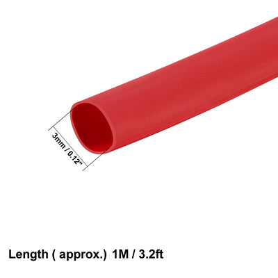 Harfington Uxcell Heat Shrink Tube 2:1 Electrical Insulation Tube Wire Cable Tubing Sleeving Wrap Red 3mm Diameter 1m Long