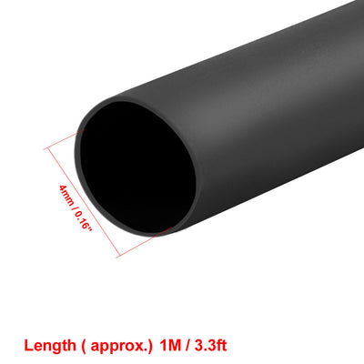 Harfington Uxcell Heat Shrink Tube 2:1 Electrical Insulation Tube Wire Cable Tubing Sleeving Wrap Black 4mm Diameter 1m Long