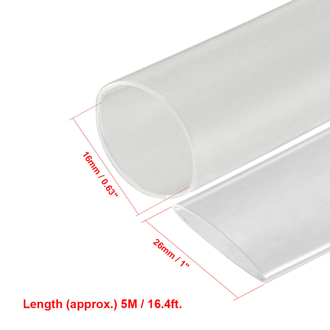 uxcell Uxcell Heat Shrink Tube 2:1 Electrical Insulation Tube Wire Cable Tubing Sleeving Wrap Clear 16mm Diameter 5m Long