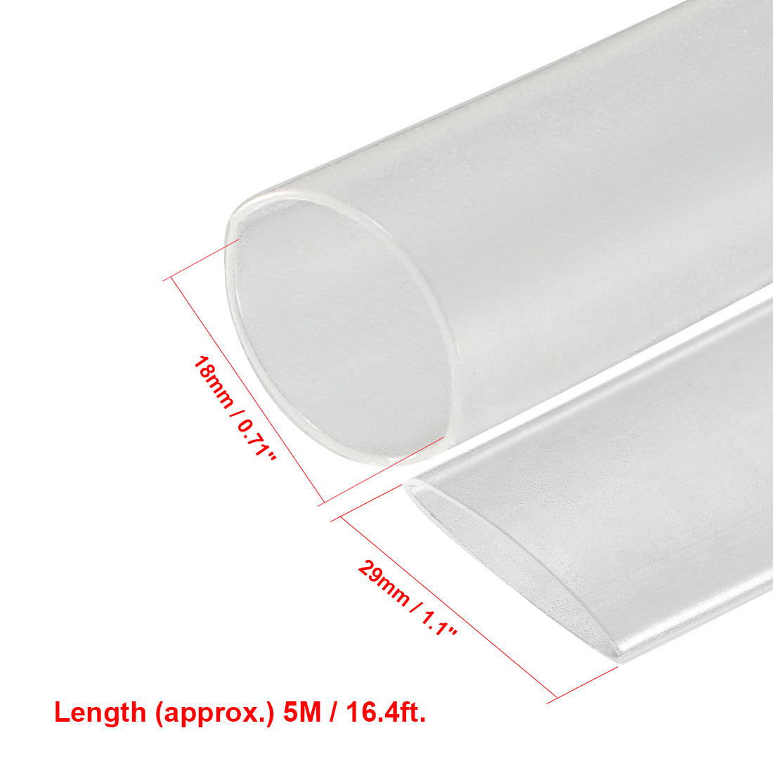 uxcell Uxcell Heat Shrink Tube 2:1 Electrical Insulation Tube Wire Cable Tubing Sleeving Wrap Transparent 18mm Diameter 5m Long