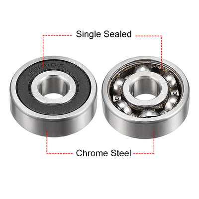 Harfington Uxcell Deep Groove Ball Bearing Metric Single Sealed Chrome Steel P0 Z2