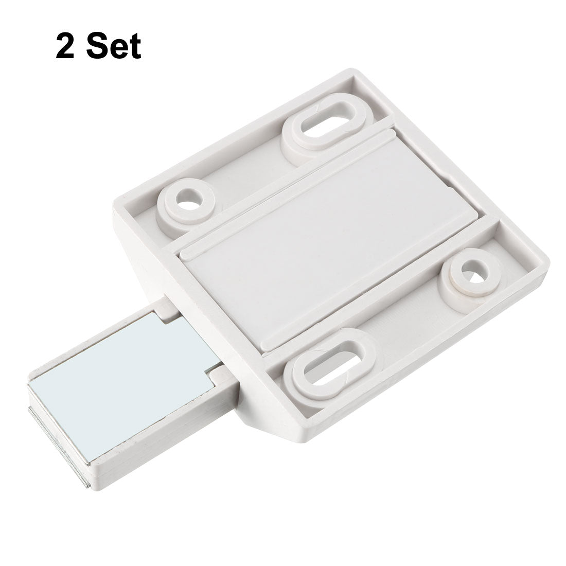 uxcell Uxcell 8-10mm Glass Door Magnetic Touch Catch Latch Closure Plastic White with Clamp 2 Set