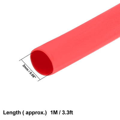 Harfington Uxcell Heat Shrink Tube 2:1 Electrical Insulation Tube Wire Cable Tubing Sleeving Wrap Red 2mm Diameter 1m Long