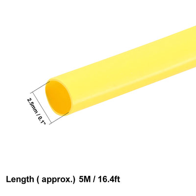 Harfington Uxcell Heat Shrink Tube 2:1 Electrical Insulation Tube Wire Cable Tubing Sleeving Wrap Yellow 2.5mm Diameter 5m Long