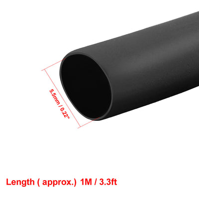 Harfington Uxcell Heat Shrink Tube 2:1 Electrical Insulation Tube Wire Cable Tubing Sleeving Wrap Black 5.5mm Diameter 1m Long