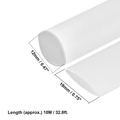 Harfington Uxcell Heat Shrink Tube 2:1 Electrical Insulation Tube Wire Cable Tubing Sleeving Wrap White 12mm Diameter 10m Long