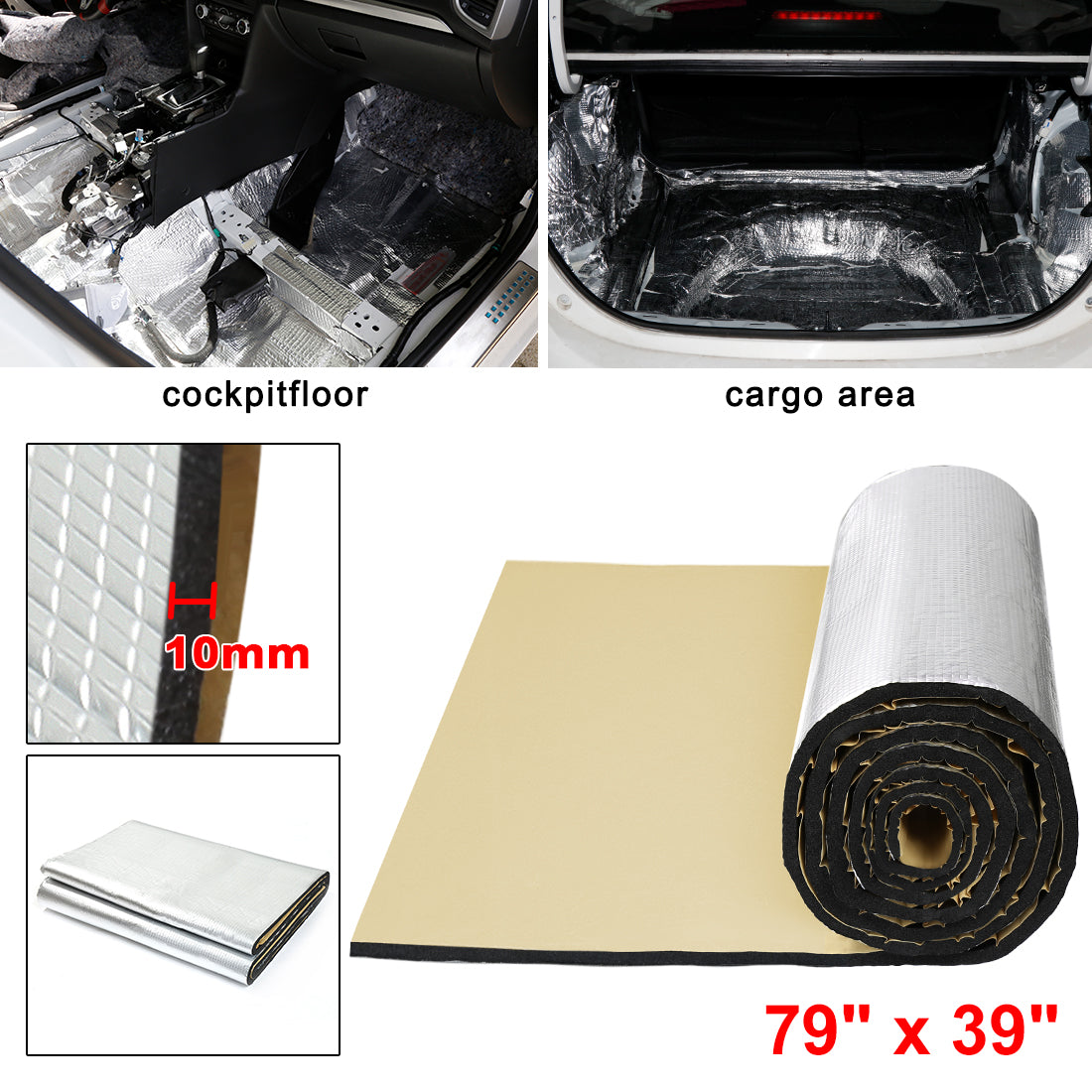 uxcell Uxcell Car Sound Proofing Deadening Insulation Heat Foam Mat Noise Dampener Pads Roll