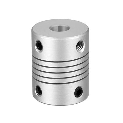 Harfington Uxcell 6.35mm to 6.35mm Aluminum Alloy Shaft Coupling Flexible Coupler Motor Connector Joint L25xD19 Silver