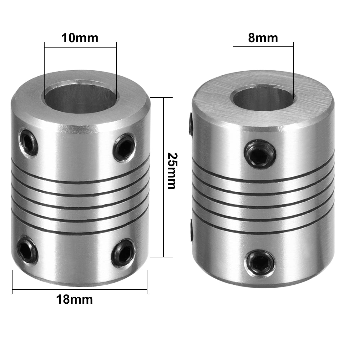 uxcell Uxcell 8mm to 10mm Aluminum Alloy Shaft Coupling Flexible Coupler Motor L25xD18