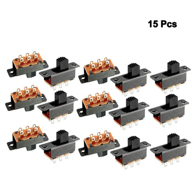 Harfington Uxcell 15Pcs 7mm Vertical Slide Switch DPDT 6 Terminals PCB Panel Latching