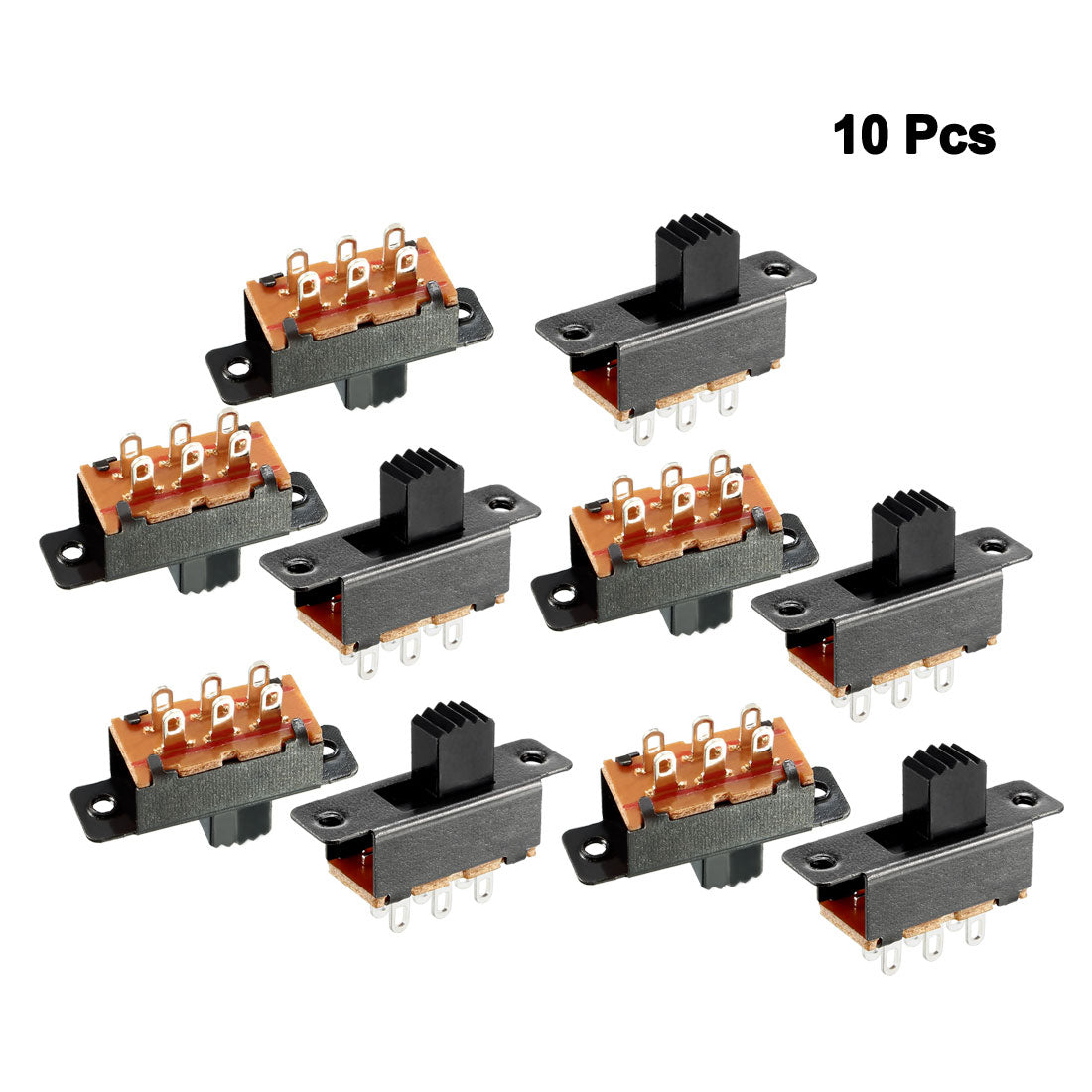 uxcell Uxcell 10Pcs 6mm Vertical Slide Switch DPDT 2P2T 6 Terminals PCB Panel Latching