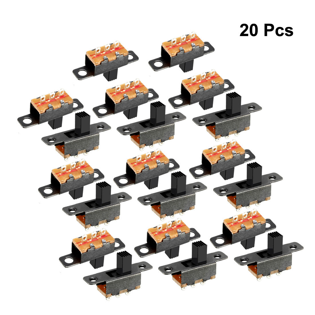 uxcell Uxcell 20Pcs 5mm Vertical Slide Switch SPDT 1P2T 3 Terminals PCB Panel Latching