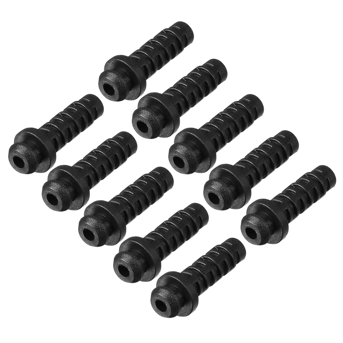 uxcell Uxcell 10pcs 3mm Inner Dia PVC Strain Relief Cord Boot Protector Power Tool Hose Black