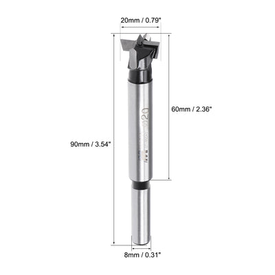 Harfington Uxcell Forstner Drill Bits, 20mm Diameter, 8mm x 30mm Shank
