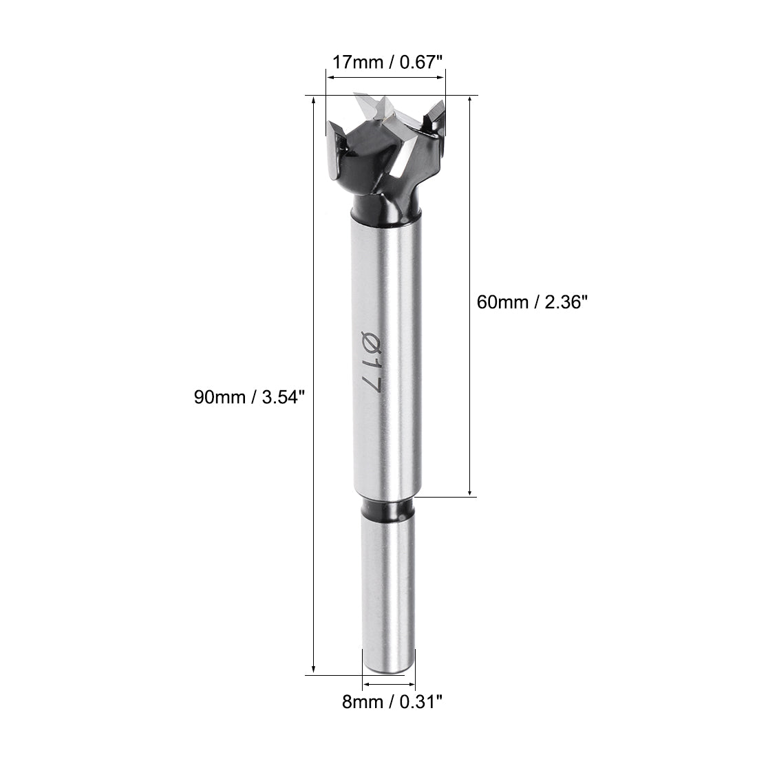 uxcell Uxcell Forstner Drill Bits, 17mm Diameter, 8mm x 30mm Shank