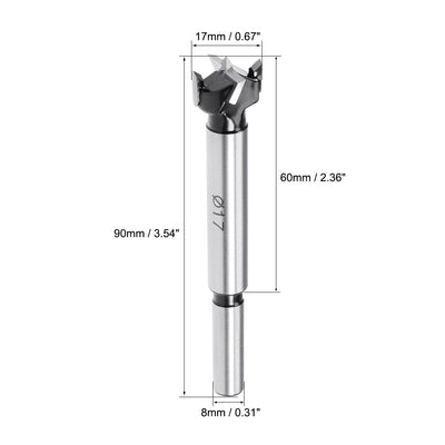 Harfington Uxcell Forstner Drill Bits, 17mm Diameter, 8mm x 30mm Shank